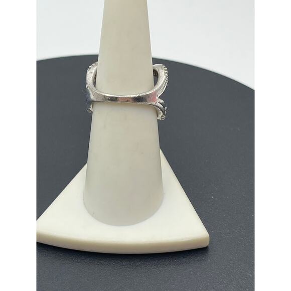 JWBR Sterling Silver White Sapphire Crossover Ring Sz 7.25‎  Pave Setting 6.6g - Picture 4 of 10